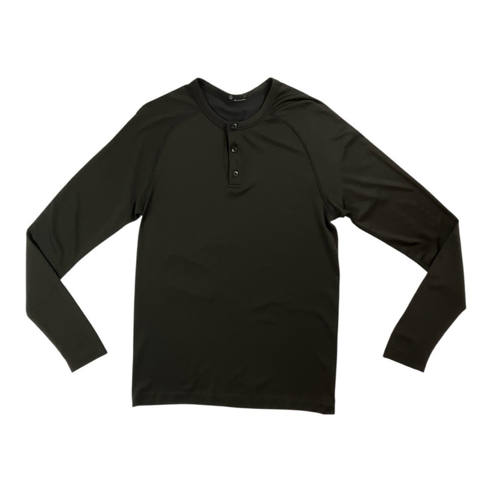 Lululemon Metal Vent Tech Long Sleeve Henley Black M3AM3S Size Small